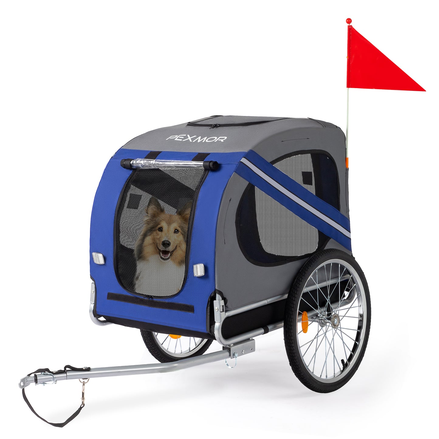 Folding Dog Bike Trailer Pet Cart for Bicycle w/Universal Hitch & 3 Entrances, Bike Wagon Cargo Carrier w/Quick Release 20" Wheels - Revitalize Mind Body