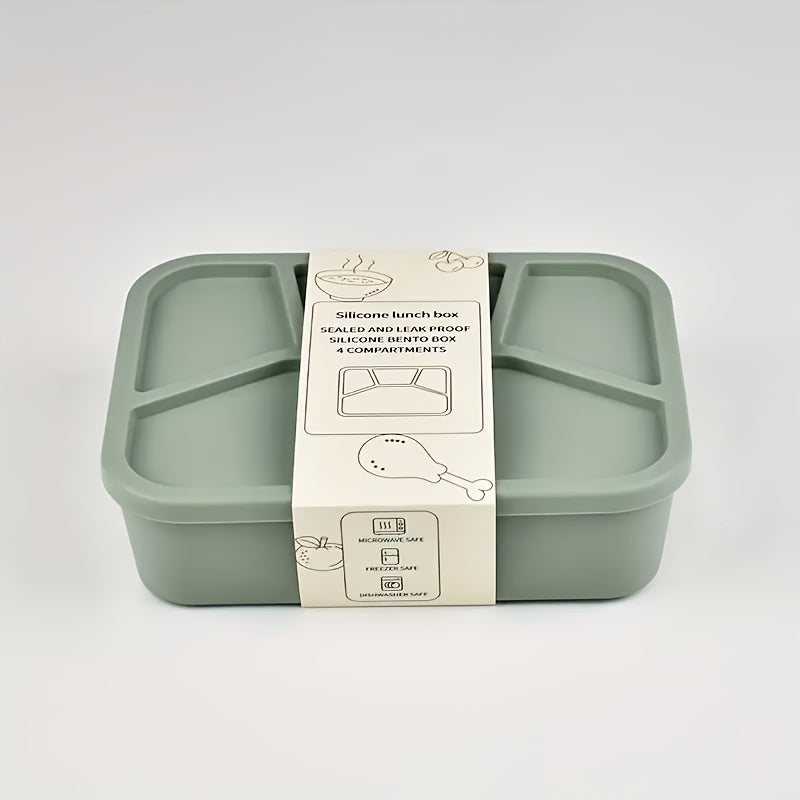 Premium Minimalist Silicone Lunch Box With Four Compartments Microwave Safe - Revitalize Mind Body