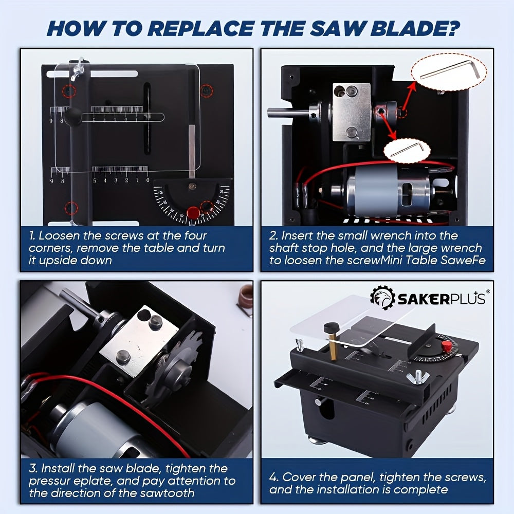 SAKERPLUS Mini Table Saw 110V Desktop Cutter 7 Speeds