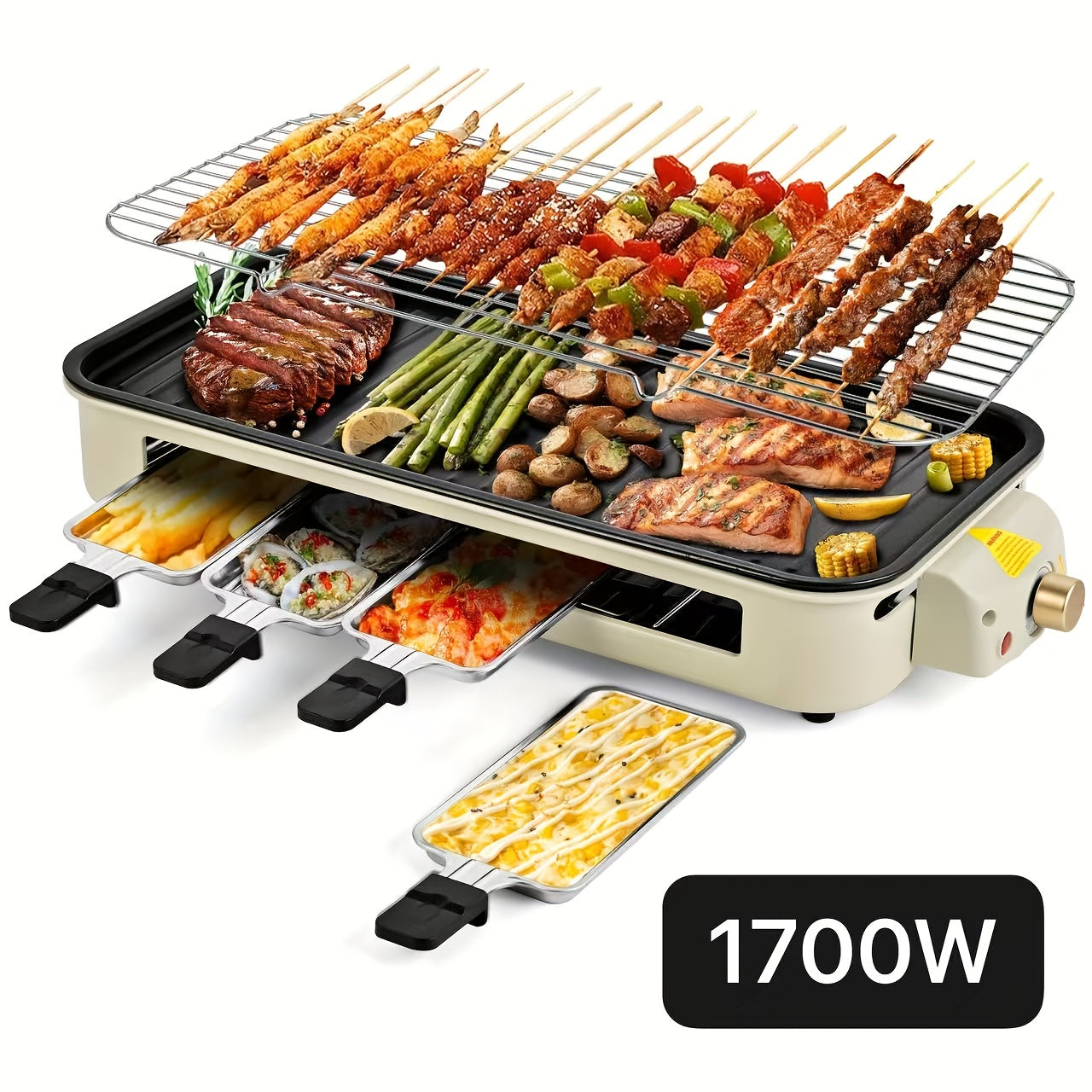 SUSTEAS Smokeless Electric Grill Indoor Nonstick Plate