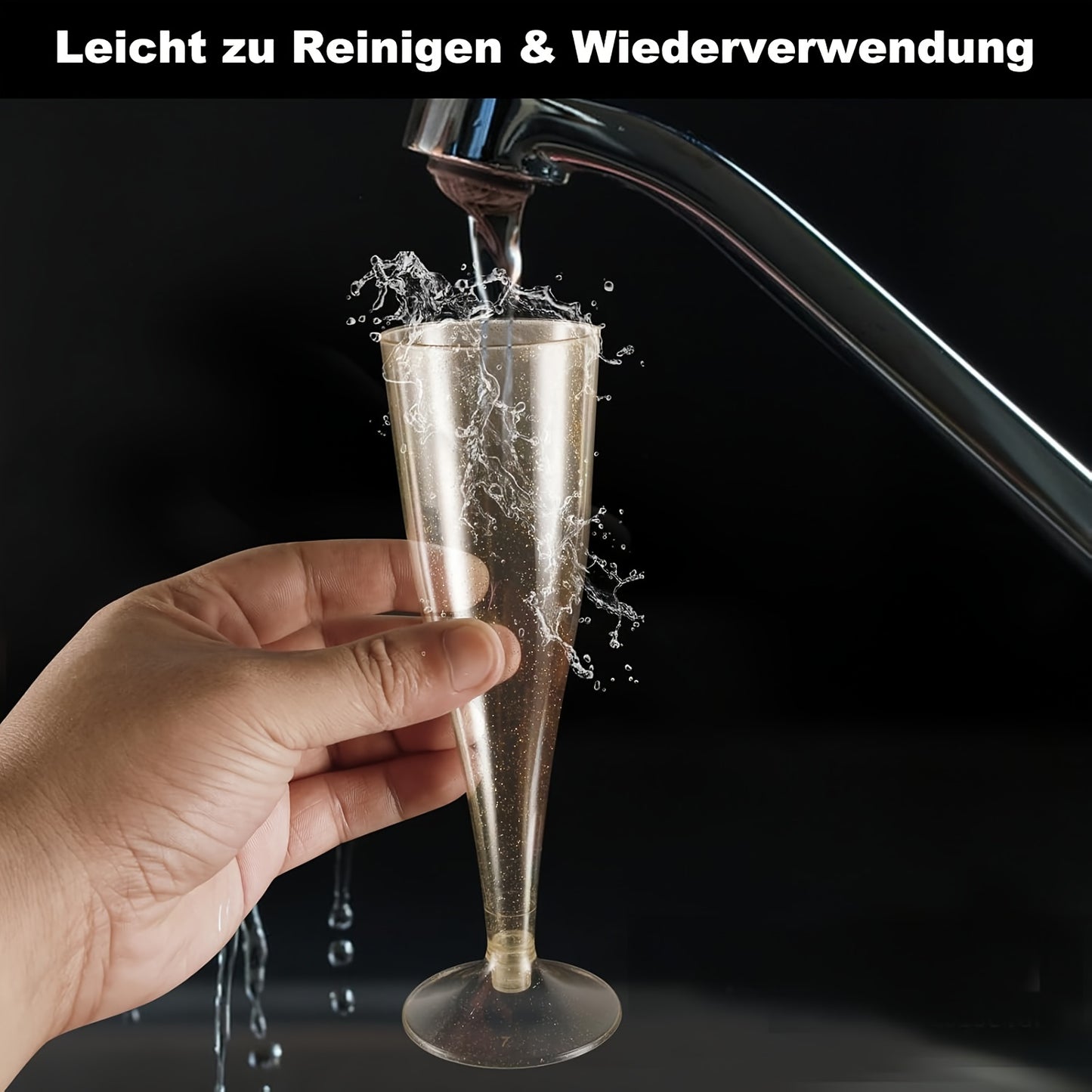 Transparent Glitter Champagne Flutes Reusable Stackable BPA Free