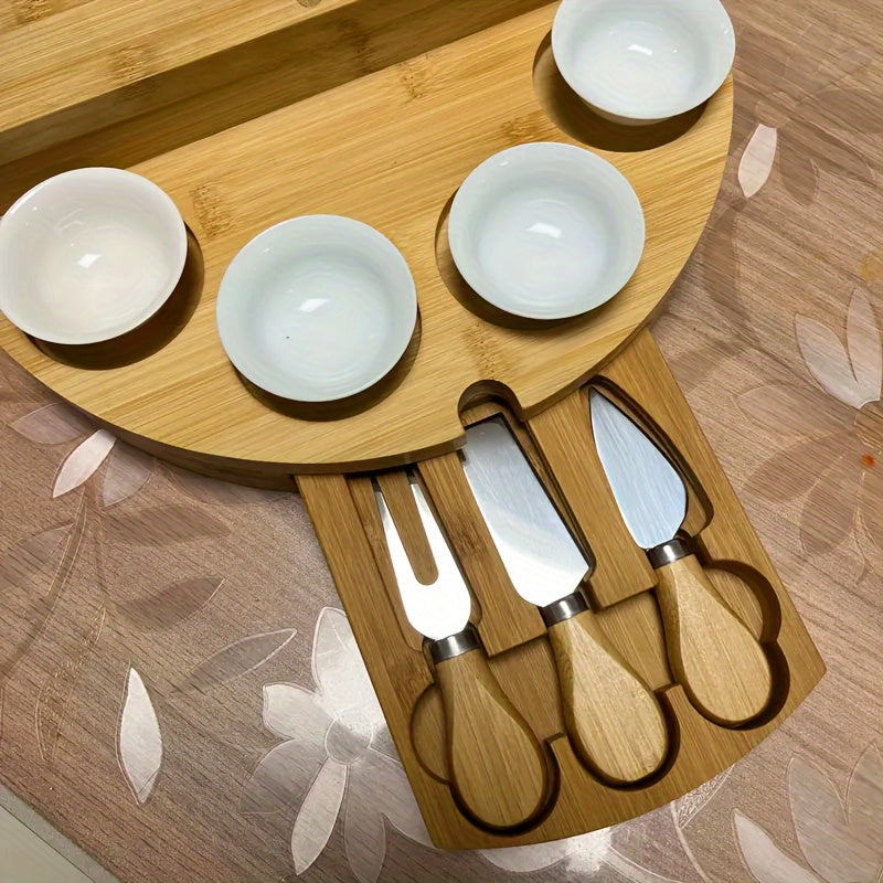 Brodark Bamboo Cheese Board With Integrated Slide Drawer