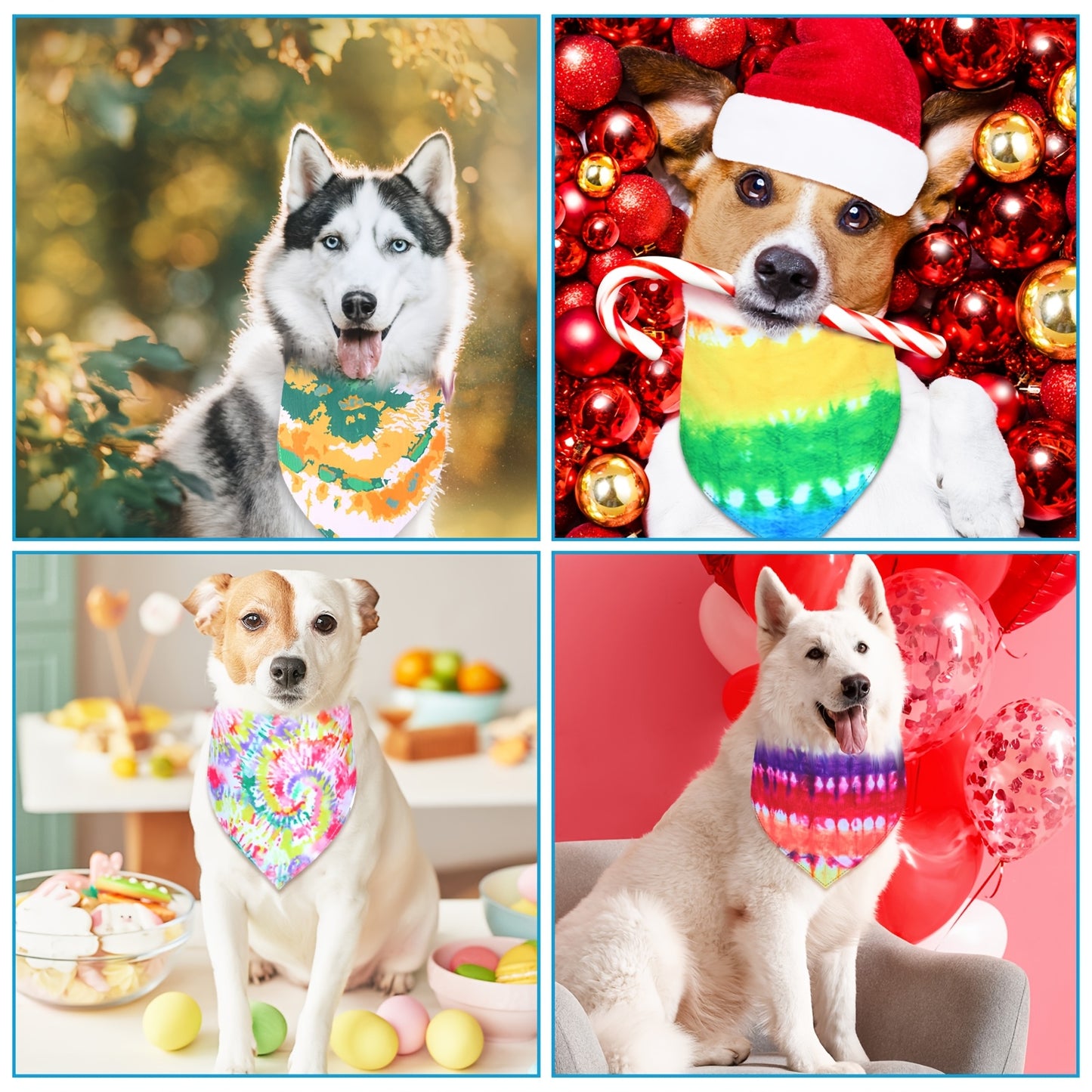 Tie Dye Dog Bandanas Bulk for Pet Grooming and Parties