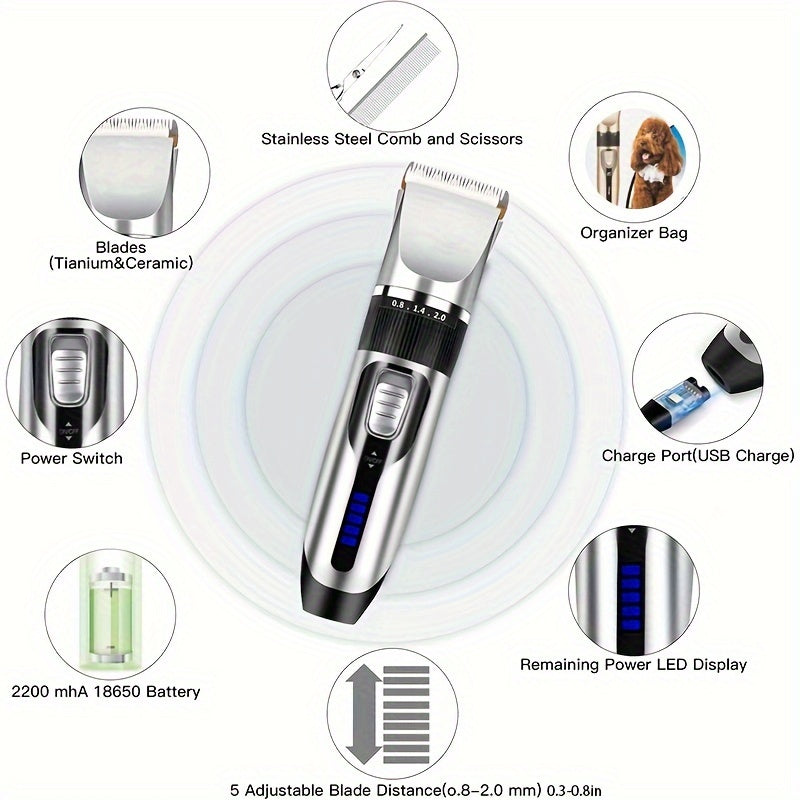 [Electric Pet Hair Trimmer] Cordless Electric Pet Hair Trimmer Set - Quiet, Suitable For Dogs And Cats - Revitalize Mind Body