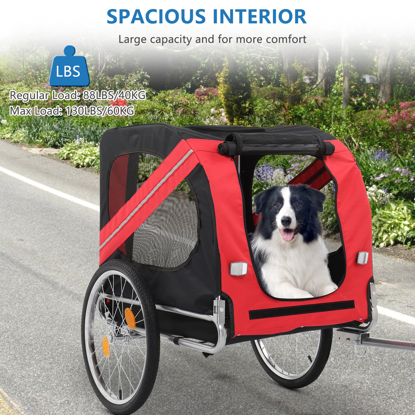 Folding Dog Bike Trailer Pet Cart for Bicycle w/Universal Hitch & 3 Entrances, Bike Wagon Cargo Carrier w/Quick Release 20" Wheels - Revitalize Mind Body