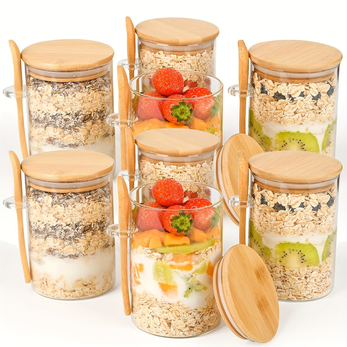 Overnight Oatmeal Glass Jar With Lid Meal Prep Container - Revitalize Mind Body