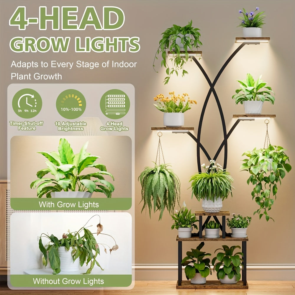 CODACE Indoor Plant Stand With Grow Lights 7-Tier Shelf