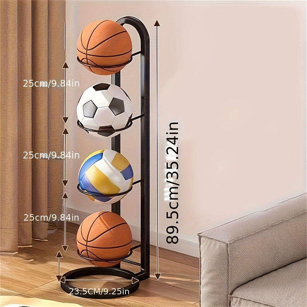 Four Tier Basketball Storage Rack for Gym and Garage