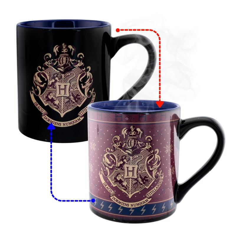 Silver Buffalo Harry Potter Hogwarts Crest Holiday Sweater Heat-Reveal Ceramic Mug