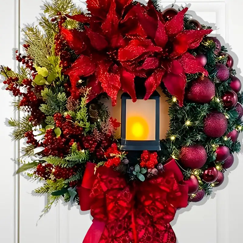 Large Artificial Glowing Christmas Wreath UV Resistant Indoor Outdoor