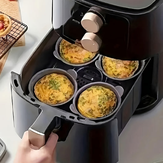 3pcs Black Silicone Air Fryer Baking Ramekins - Non-Stick, Food-Grade, Heat-Resistant Oven & Air Fryer Safe - Ideal for Eggs, Cupcakes, Muffins, Puddings, Tarts, Custards - Healthy Cooking Essentials, Air Fryer Accessories, K - Revitalize Mind Body