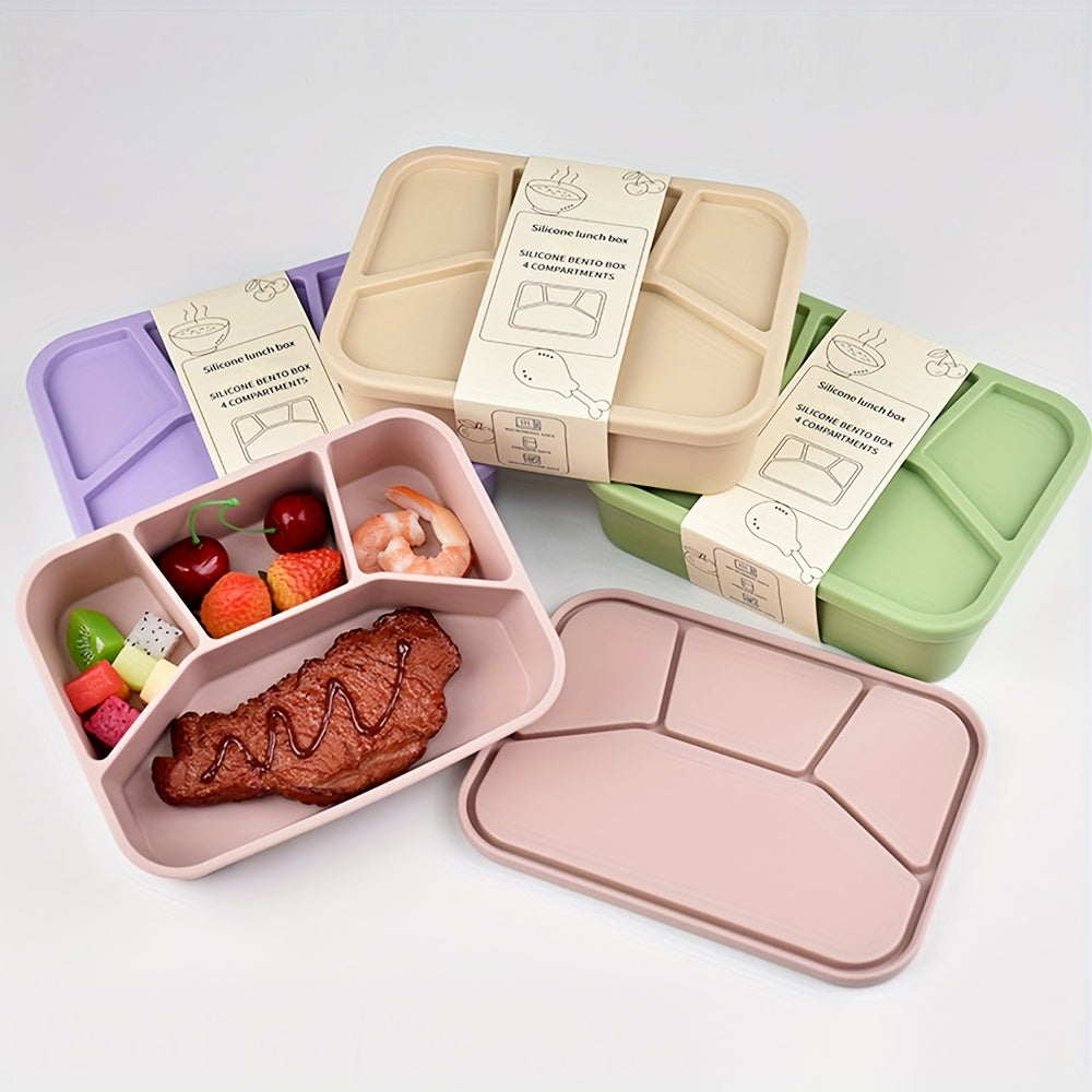 Premium Minimalist Silicone Lunch Box With Four Compartments Microwave Safe - Revitalize Mind Body