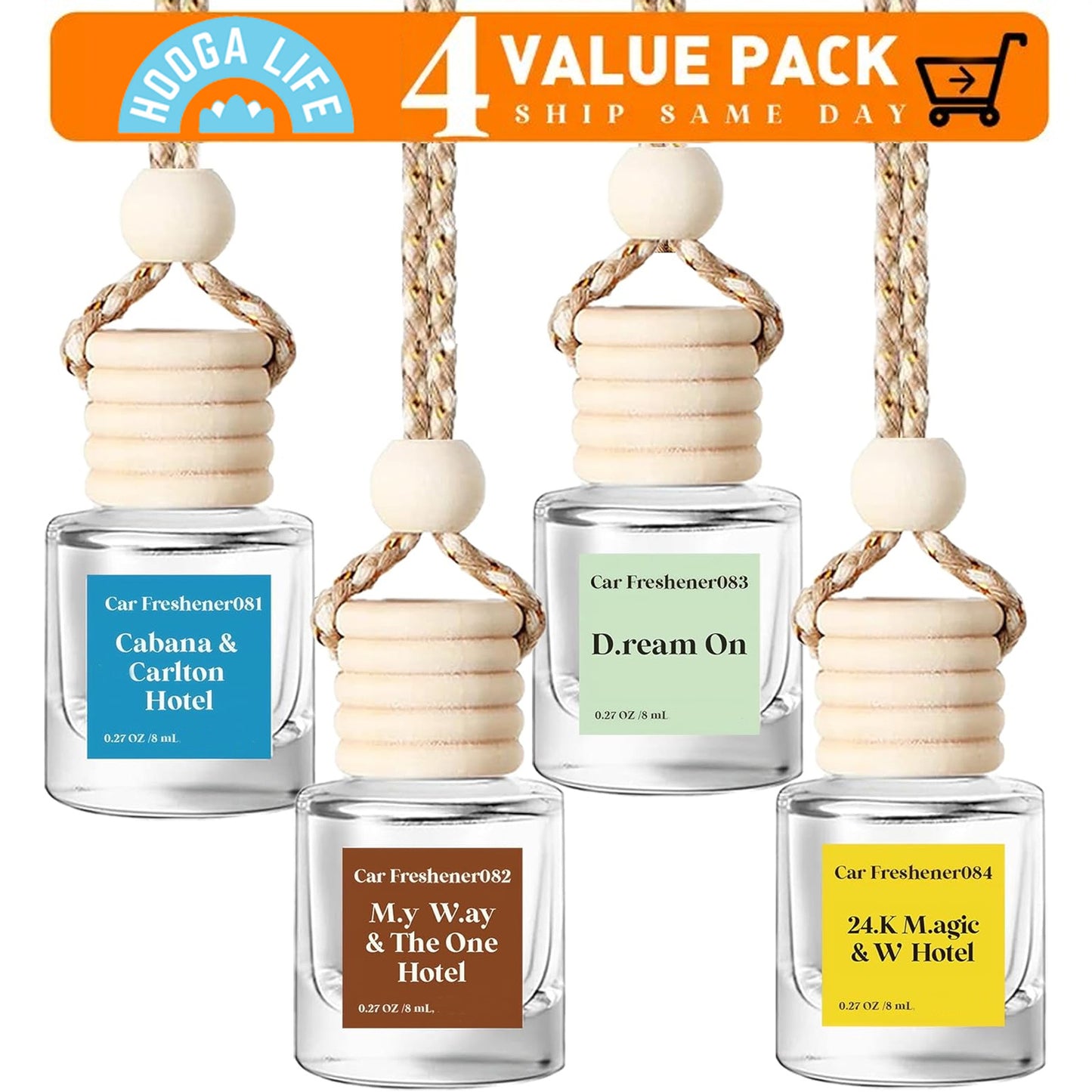 Hoogalife 4 Combo Car Air Fresheners Hanging Diffuser