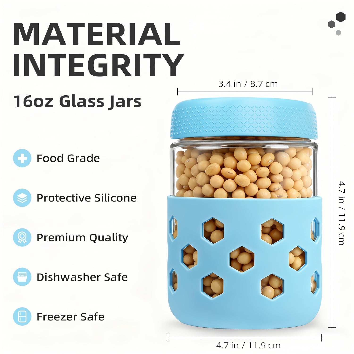 Grinkwell Glass Airtight Jars With Silicone Sleeves - Revitalize Mind Body