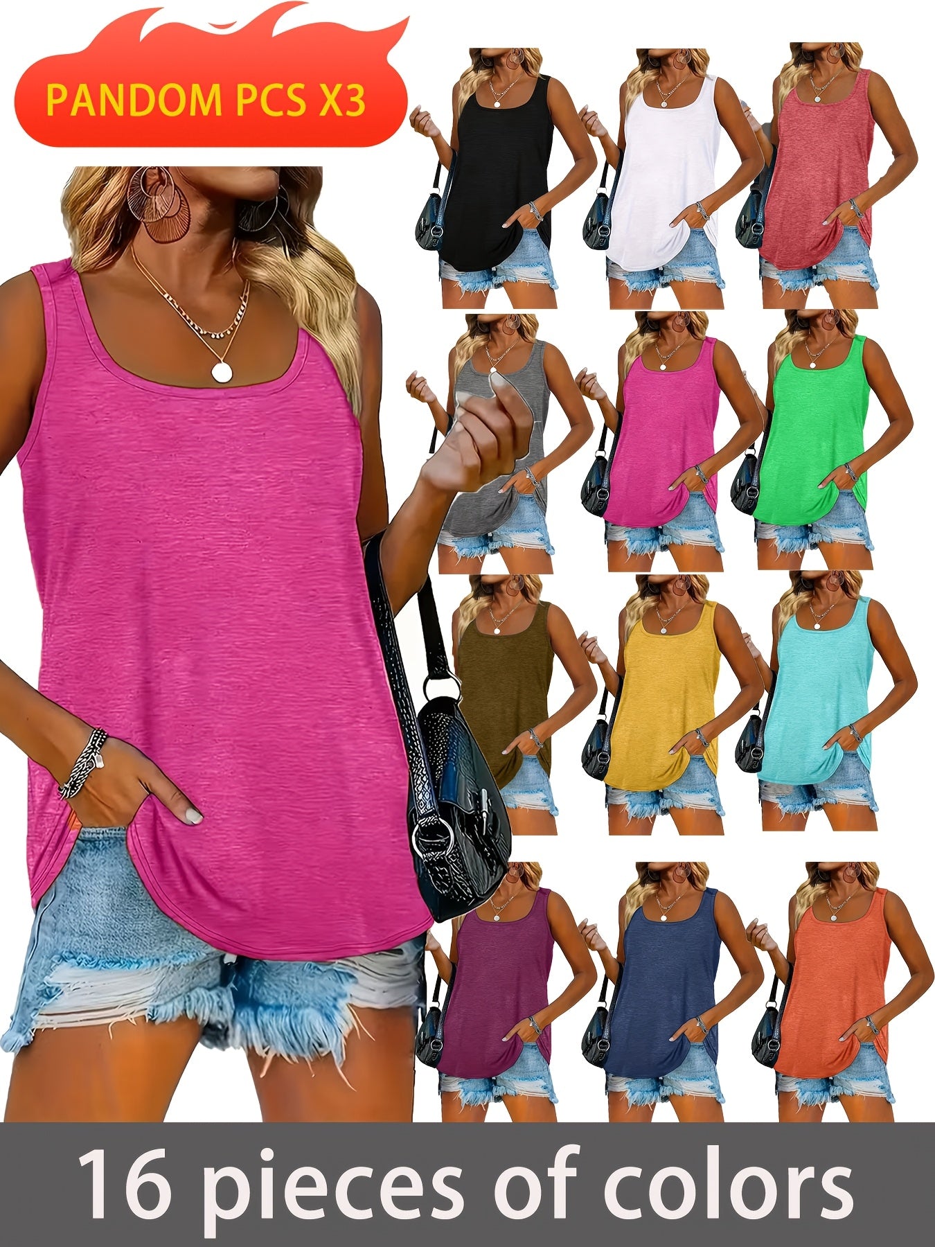 Women's Sleeveless Crew Neck Vest Top Rayon Casual Summer