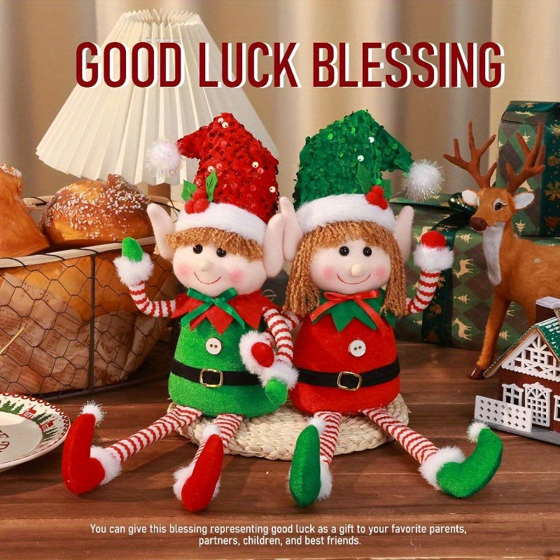 KPXHolidays Soft Christmas Elf Ornaments Two Piece Set Indoor Outdoor