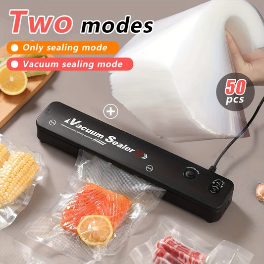[Vacuum Sealing Machine] 50 Pcs Vacuum Sealing Machine And Food Storage Bag Sealing Machine, 1+ Mini Food Packaging Storage Heat Sealing Machine, 2 Modes, With 50 Food Storage Bags, Suitable For Home Kitchen, Commercial Use, - Revitalize Mind Body