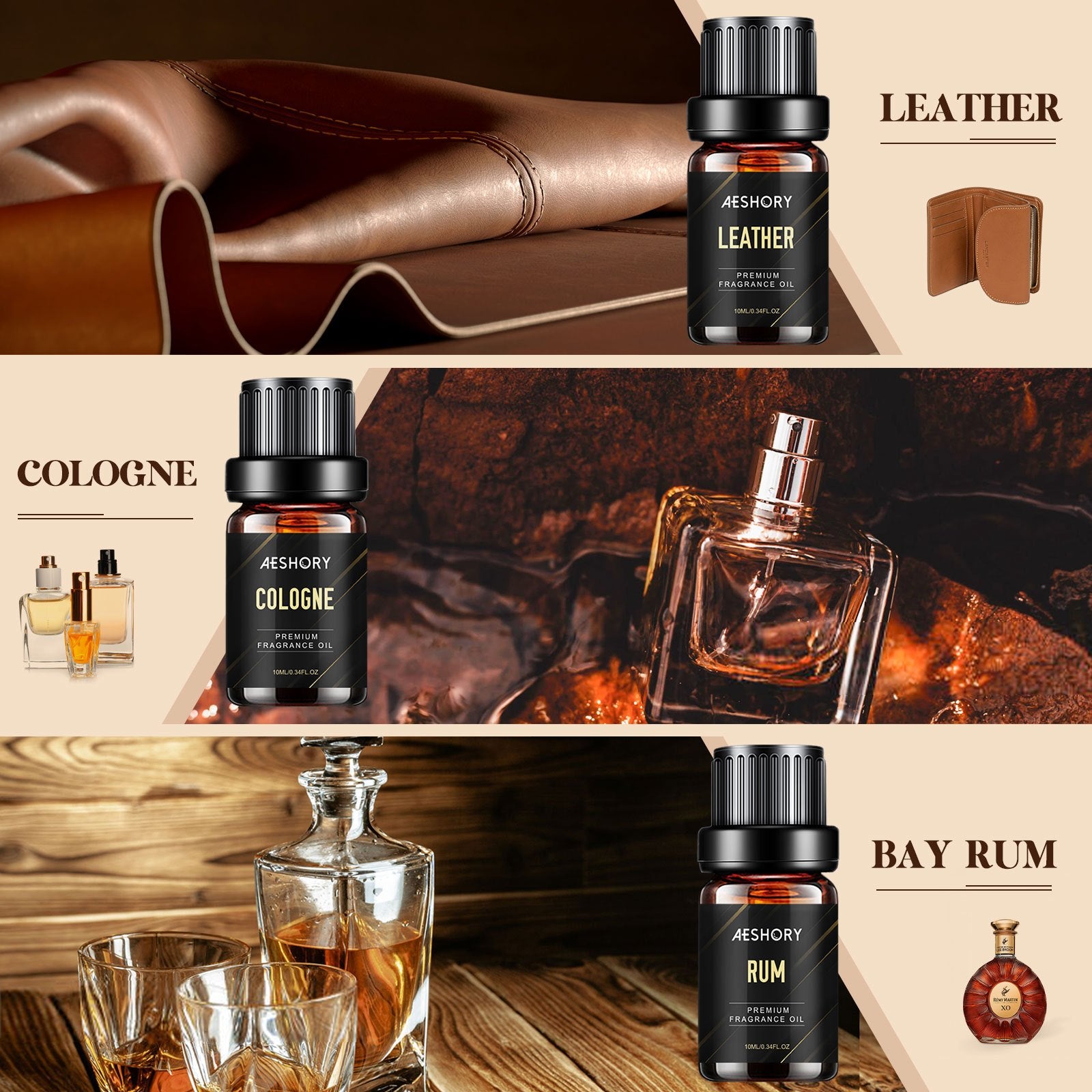 Gentlemen's Essential Oils Set for Candle and Diffuser Use - Revitalize Mind Body