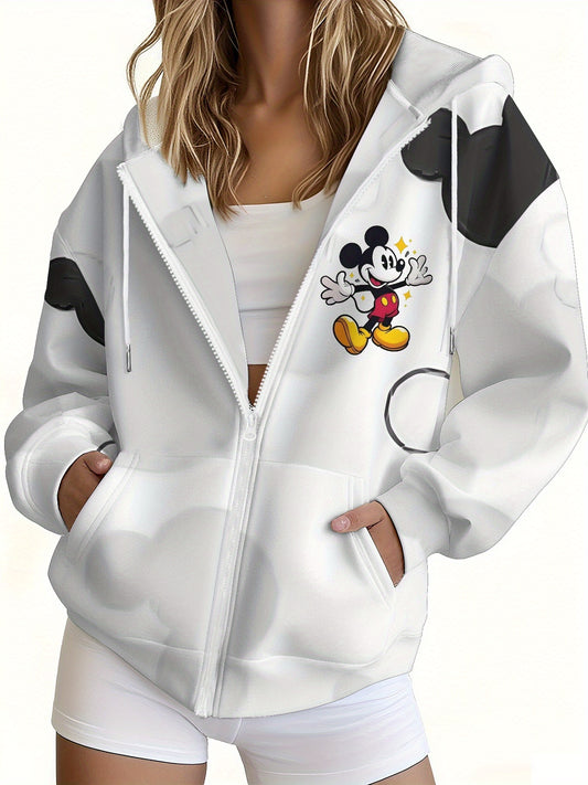 Disney Mickey Mouse Women's Hoodie Zip Front Sweatshirt