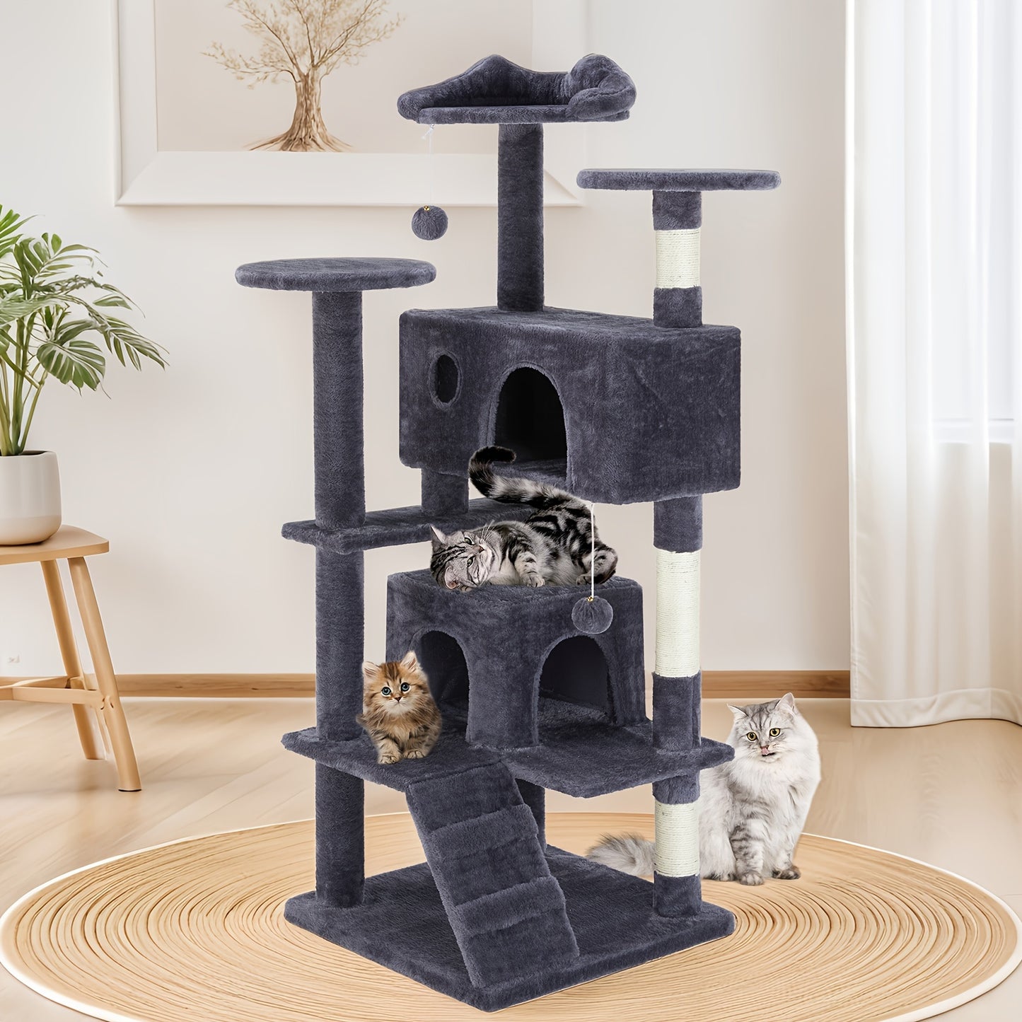 Sweetcrispy Multilevel Cat Tree Tower Indoor With Sisal Scratching Post