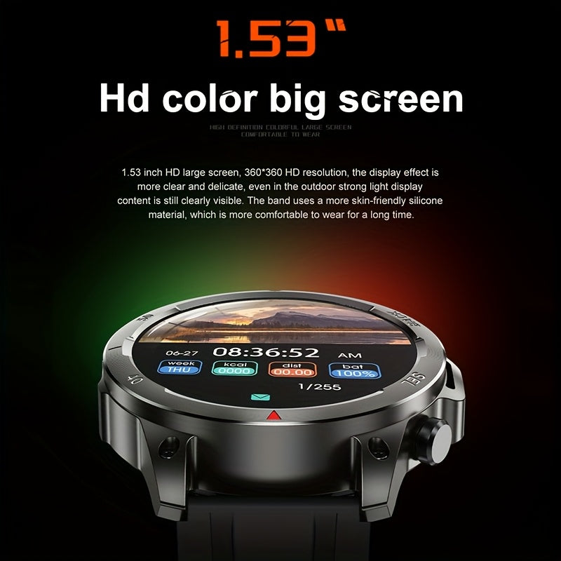 Men's GPS Smart Watch - LED Backlight, 360° HD Screen, AI Voice, Wireless Calls & NFC | Stainless Steel/Silicone Band, Compass, Sports Modes, Father's Day Gift - Revitalize Mind Body