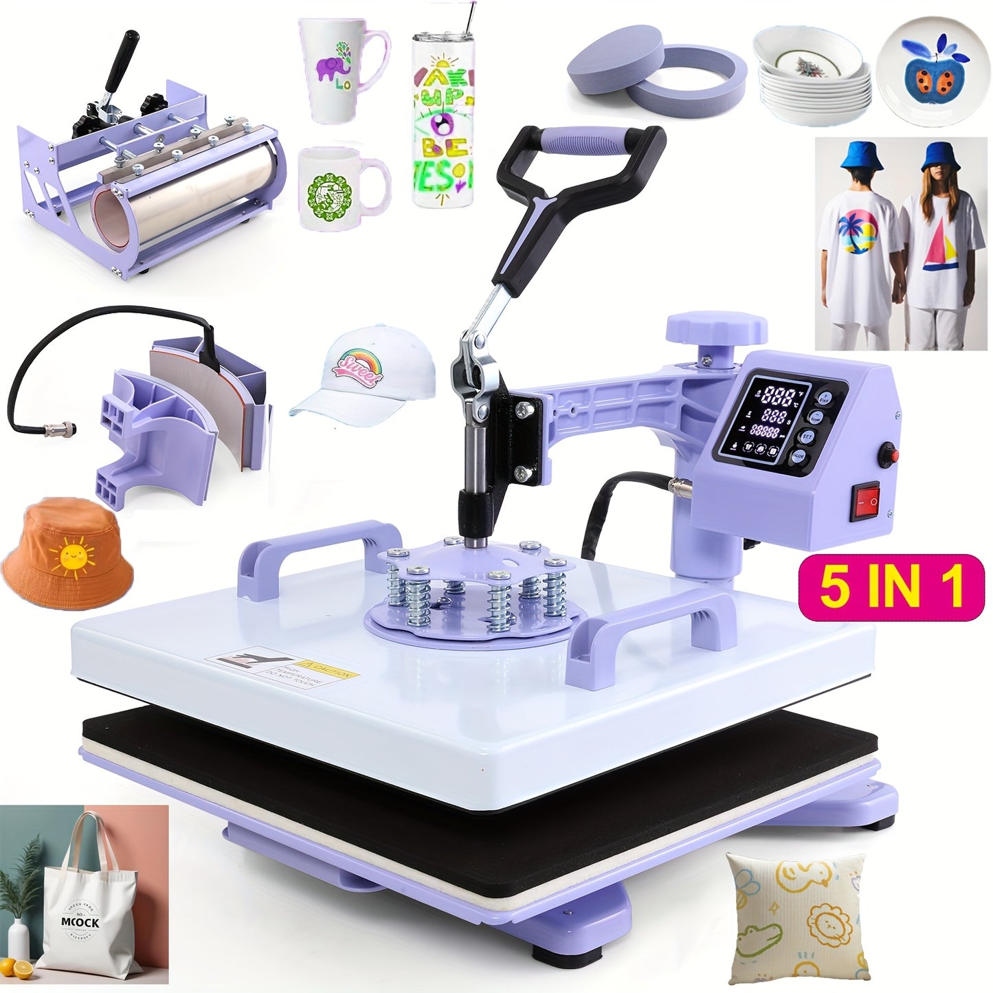 HOMDOX Sublimation Heat Press 8-In-1 Professional Combo