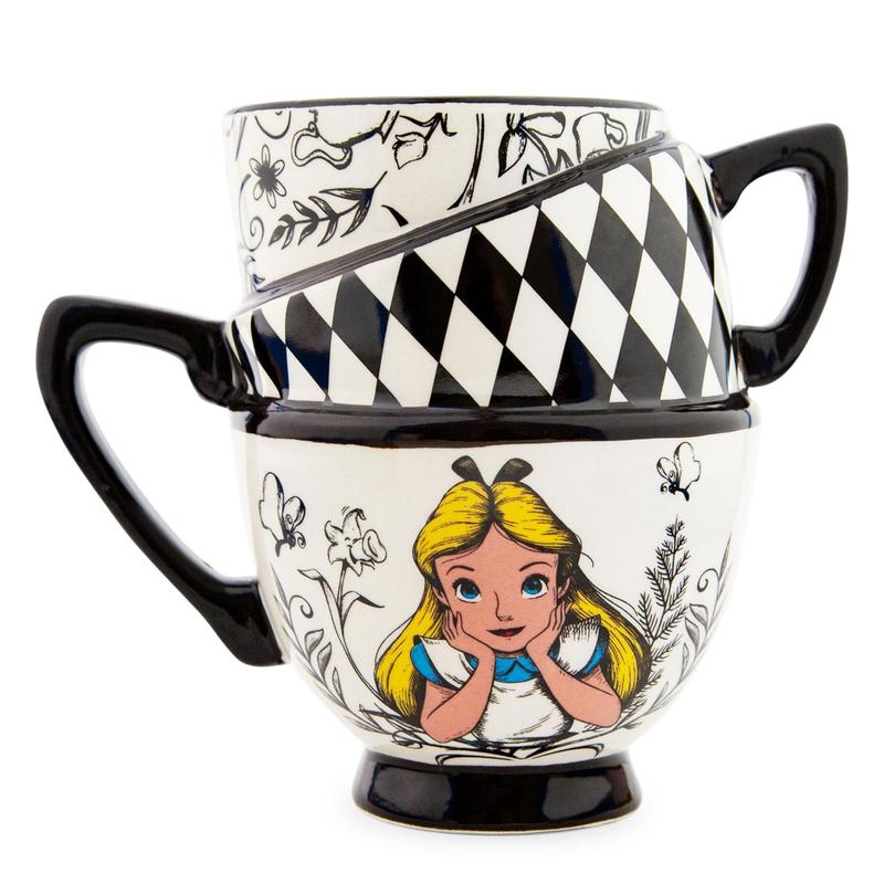 Disney Alice In Wonderland Monochrome Stacked Teacups Ceramic Mug