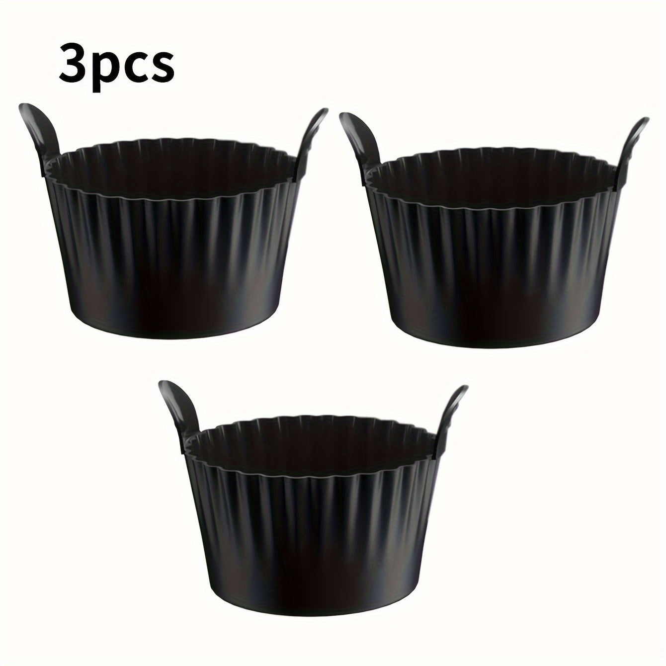 3pcs Black Silicone Air Fryer Baking Ramekins - Non-Stick, Food-Grade, Heat-Resistant Oven & Air Fryer Safe - Ideal for Eggs, Cupcakes, Muffins, Puddings, Tarts, Custards - Healthy Cooking Essentials, Air Fryer Accessories, K - Revitalize Mind Body