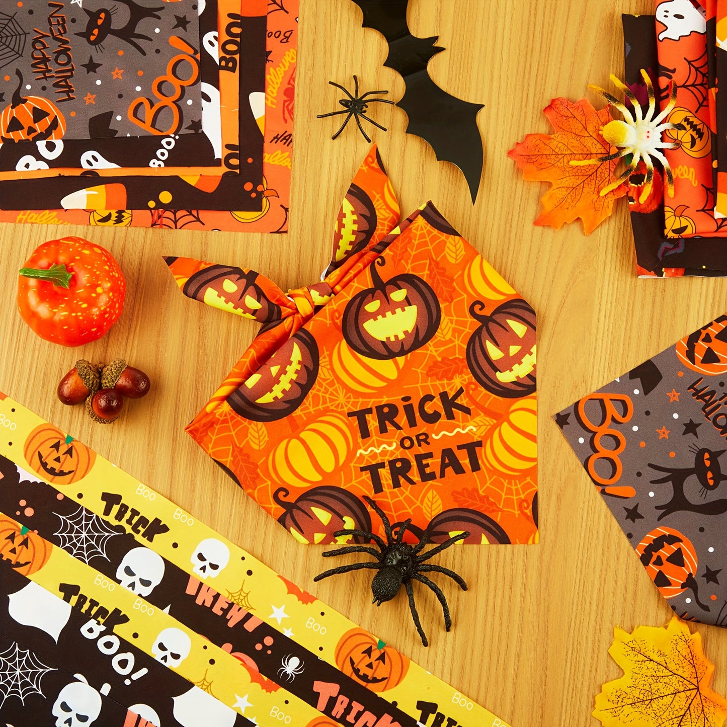 PATELAIB Halloween Dog Bandanas and Adjustable Bibs