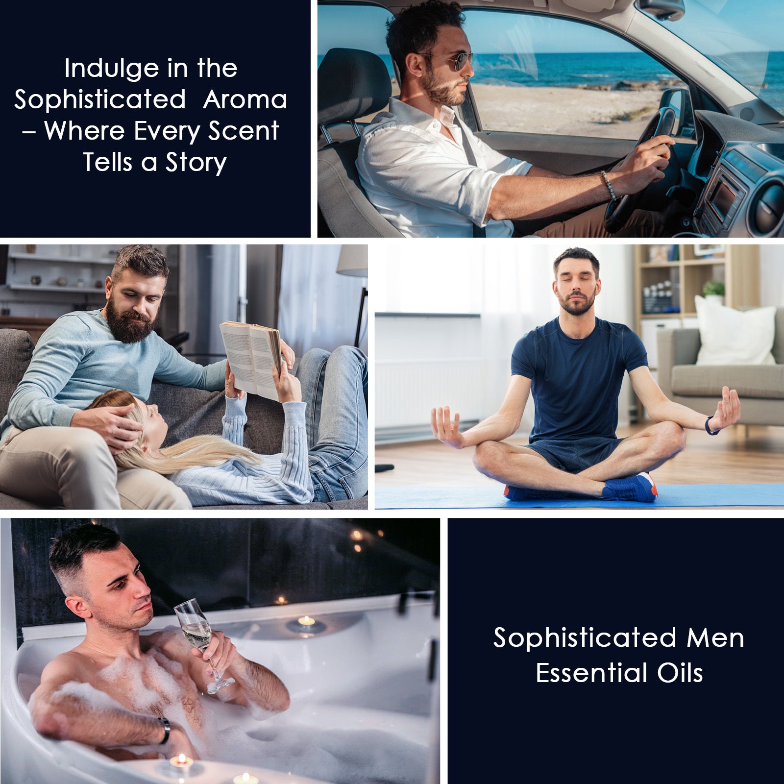 Mens Essential Oils Set, Men Scents Fragrance Oil, Essential Oils for Diffuseret 6x10ML, Diffuser Oils Scents for Home,Tobacco and Bay Leaf, Kentucky Bourbon, Galactic Skies, Scotch Whisky, Birchwood Oud - Revitalize Mind Body