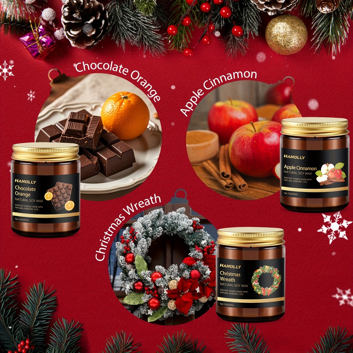 Christmas Scented Candle Gift Set for Holidays and Celebrations