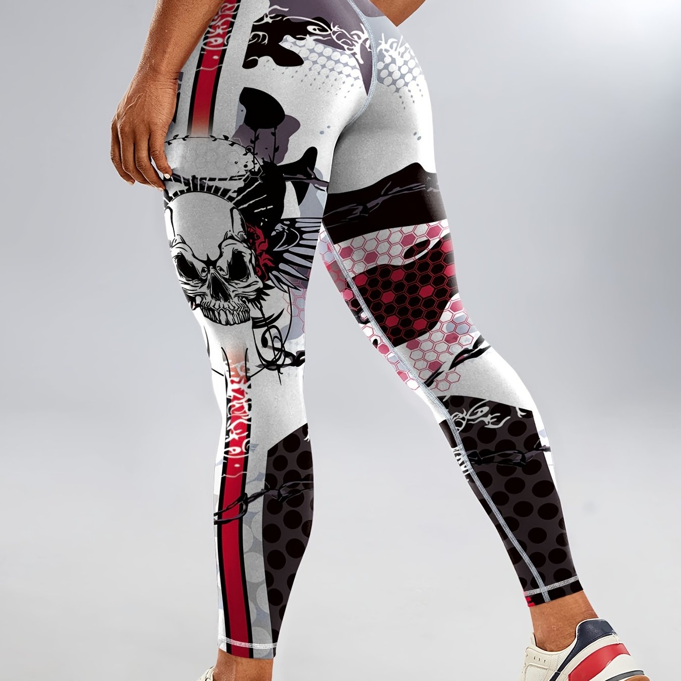 Halloween Skeleton Print High Waist Yoga Leggings For Women