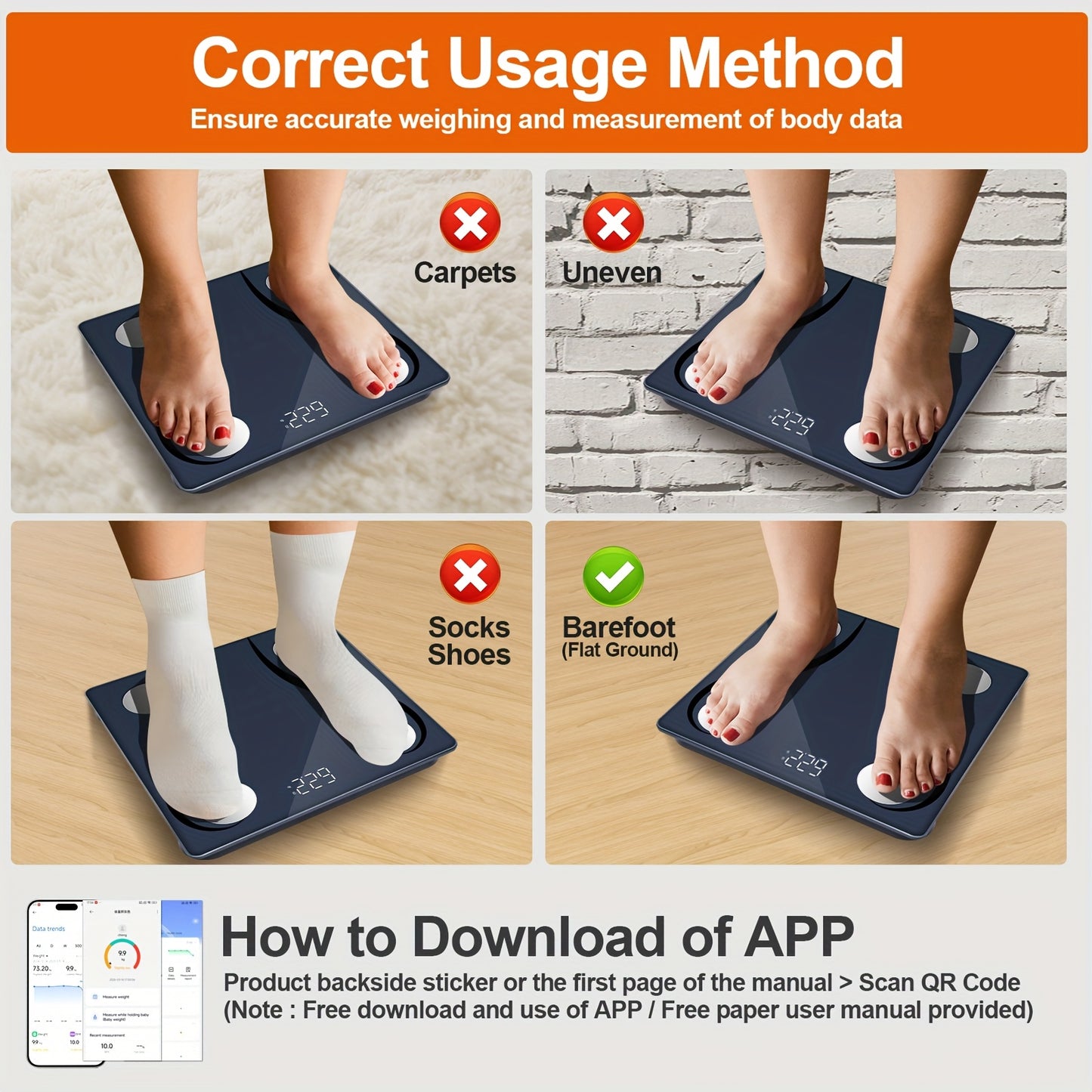 180kg/400lb Capacity Body Fat Scale with App Connectivity - Thickened Tempered Glass & Stainless Steel Contact Plate, 11x11 Inch Digital Bathroom/Gym Scale for Home, Living Room, Bedroom - BMI, Water & Muscle Mass Tracking, B - Revitalize Mind Body