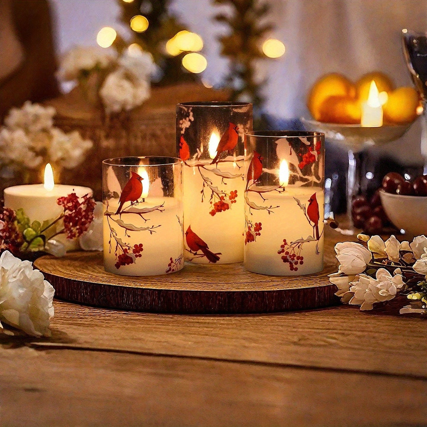 Flameless Candles Trio Battery Operated Uplight Plastic Containers