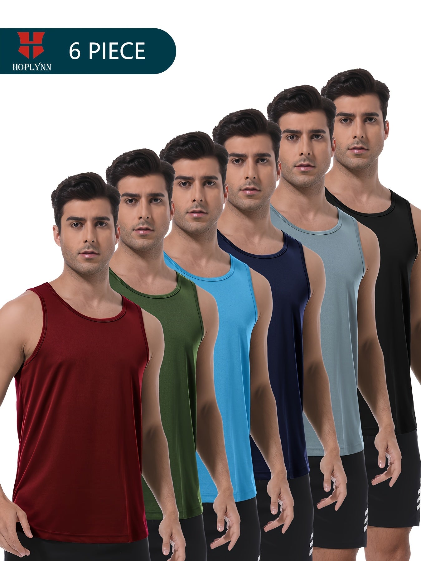 HOPLYNNCollar Six Pack Men's Athletic Tank Tops Moisture Wicking - Revitalize Mind Body