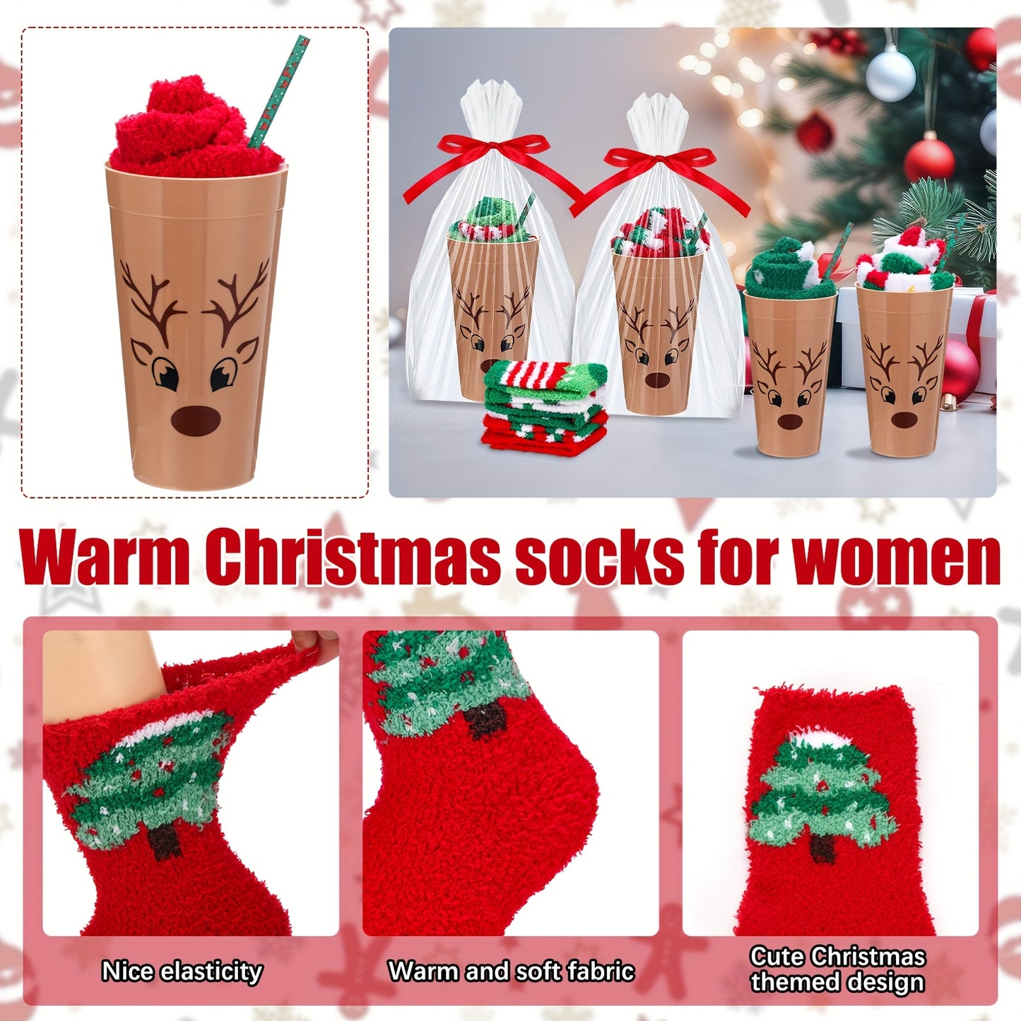 PATELAI Funny Christmas Fuzzy Socks For Women 10 Sets