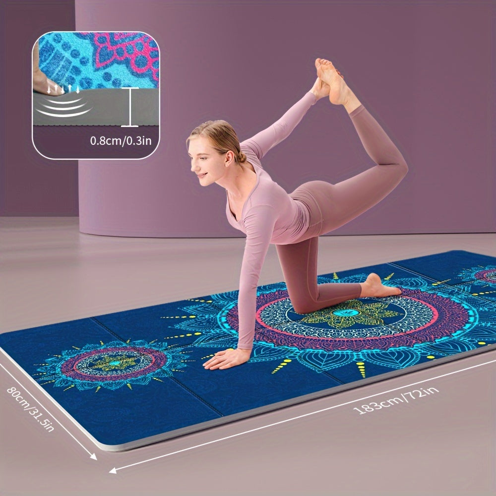 Foldable TPE Yoga Mat With Geometric Floral Print Design