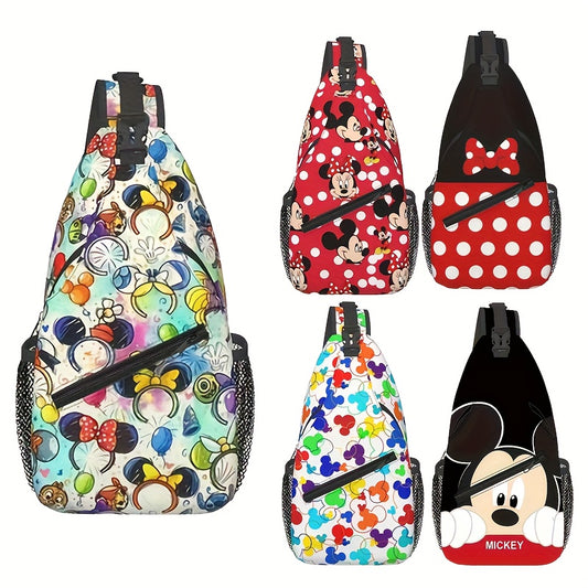 Mickey And Minnie Crossbody Sling Bag Durable Nylon Travel Pouch