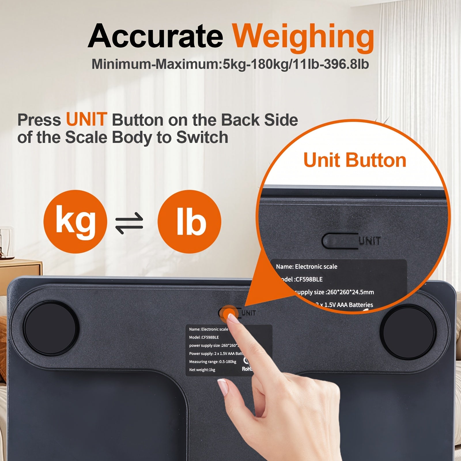 180kg/400lb Capacity Body Fat Scale with App Connectivity - Thickened Tempered Glass & Stainless Steel Contact Plate, 11x11 Inch Digital Bathroom/Gym Scale for Home, Living Room, Bedroom - BMI, Water & Muscle Mass Tracking, B - Revitalize Mind Body