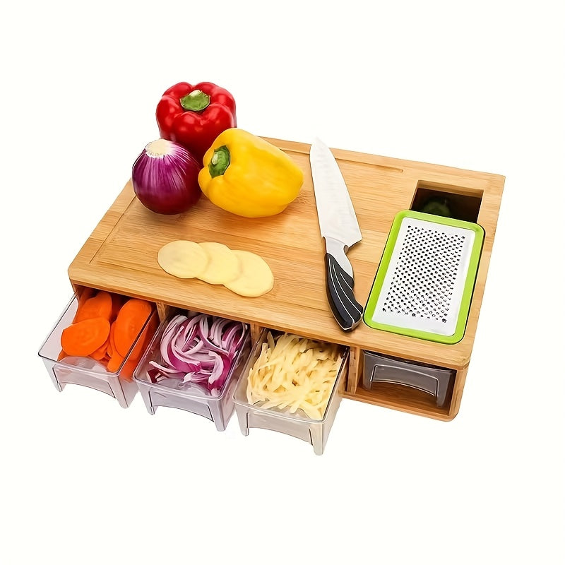 Bamboo Cutting Board With Food Container Storage Box