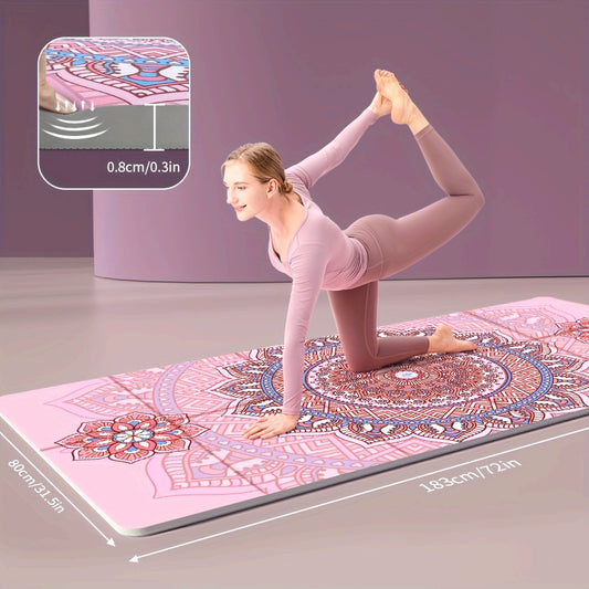 Foldable TPE Yoga Mat With Geometric Floral Print Design