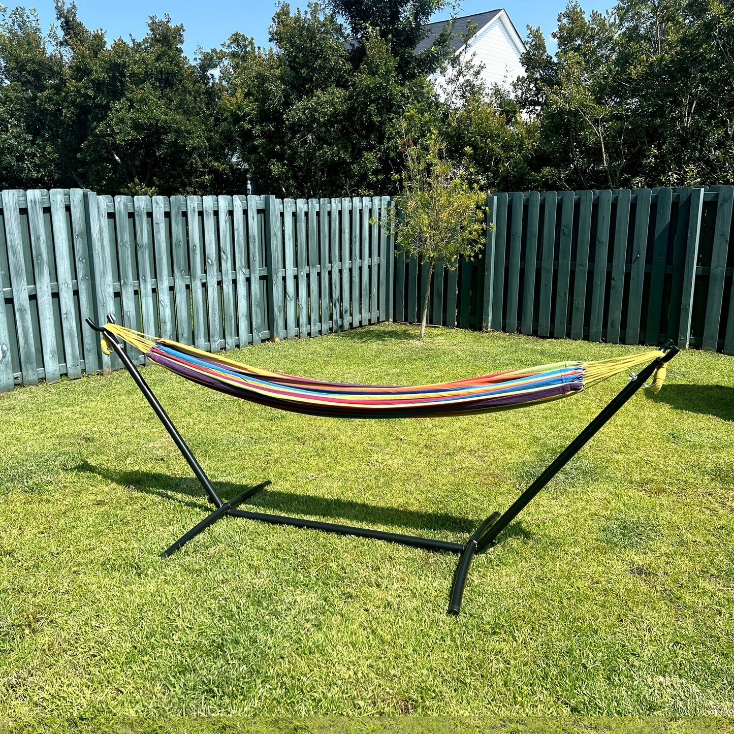 SZHLUX Heavy Duty 450lb Double Hammock With Steel Stand