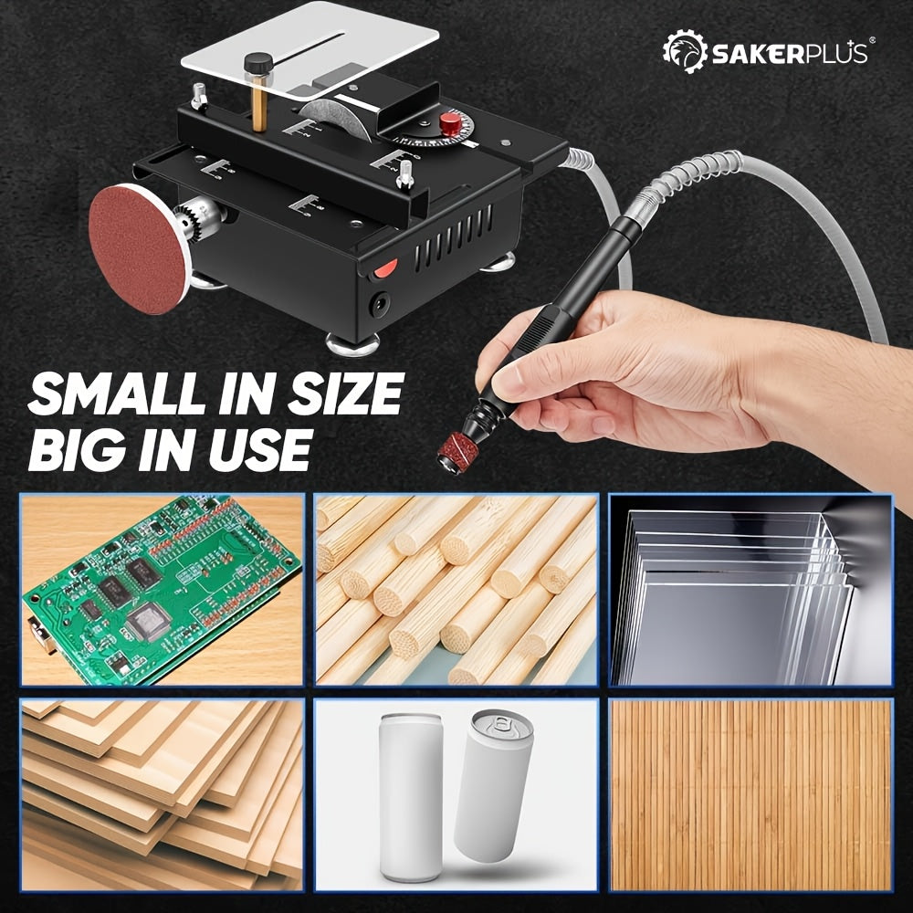 SAKERPLUS Mini Table Saw 110V Desktop Cutter 7 Speeds