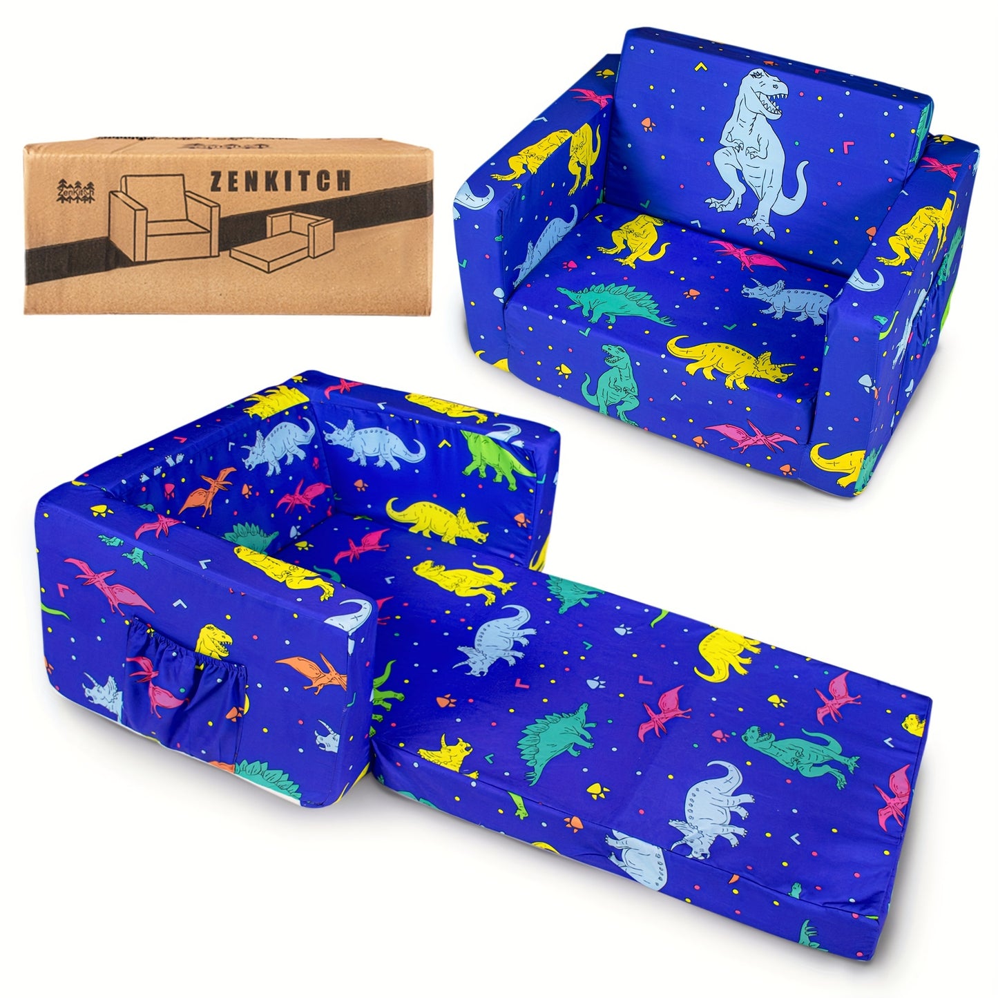 PRIMLECT Kids 2-in-1 Fold Out Toddler Sofa Lounger Reading