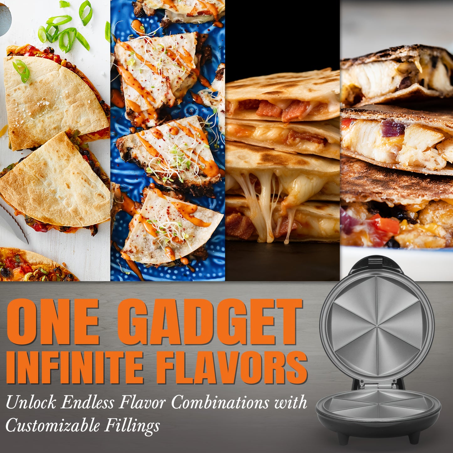 TASTETIDE Electric Quesadilla And Grilled Cheese Maker With Thermostat