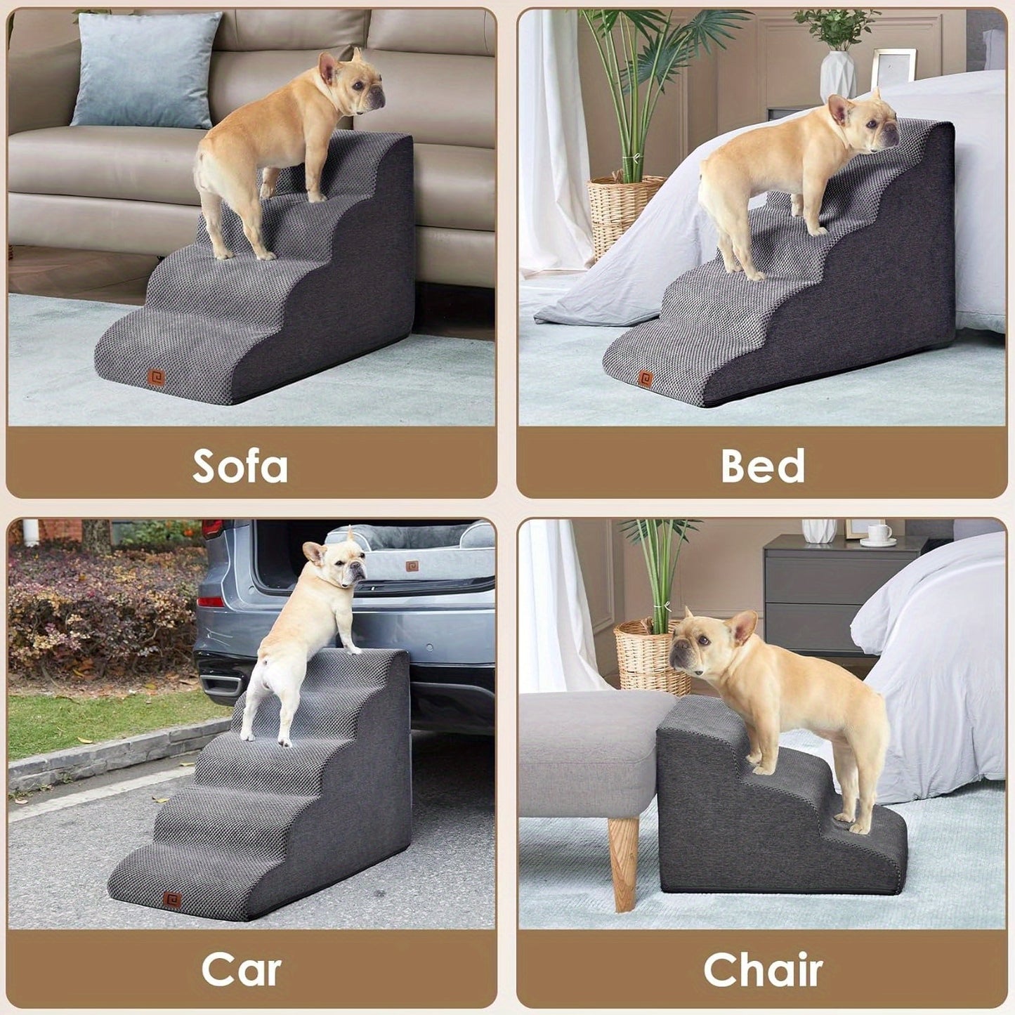 Curved Dog Stairs Ramp for High Beds 20 Height NonSlip