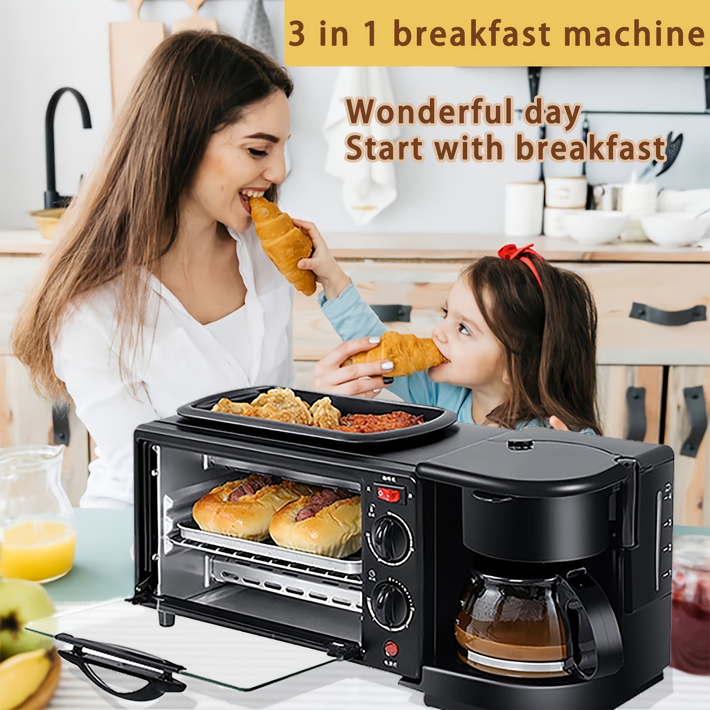 3-In-1 Breakfast Machine For Eggs Toast And Coffee 110V