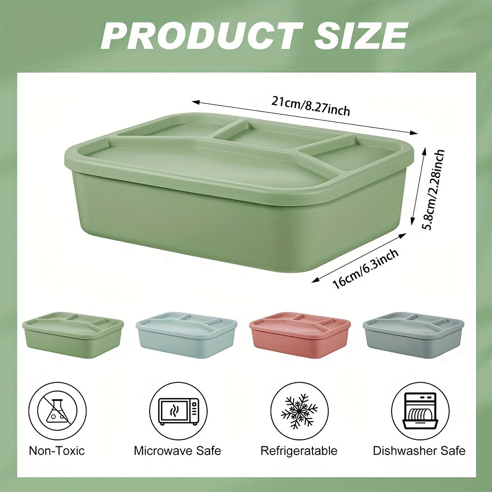 Premium Minimalist Silicone Lunch Box With Four Compartments Microwave Safe - Revitalize Mind Body