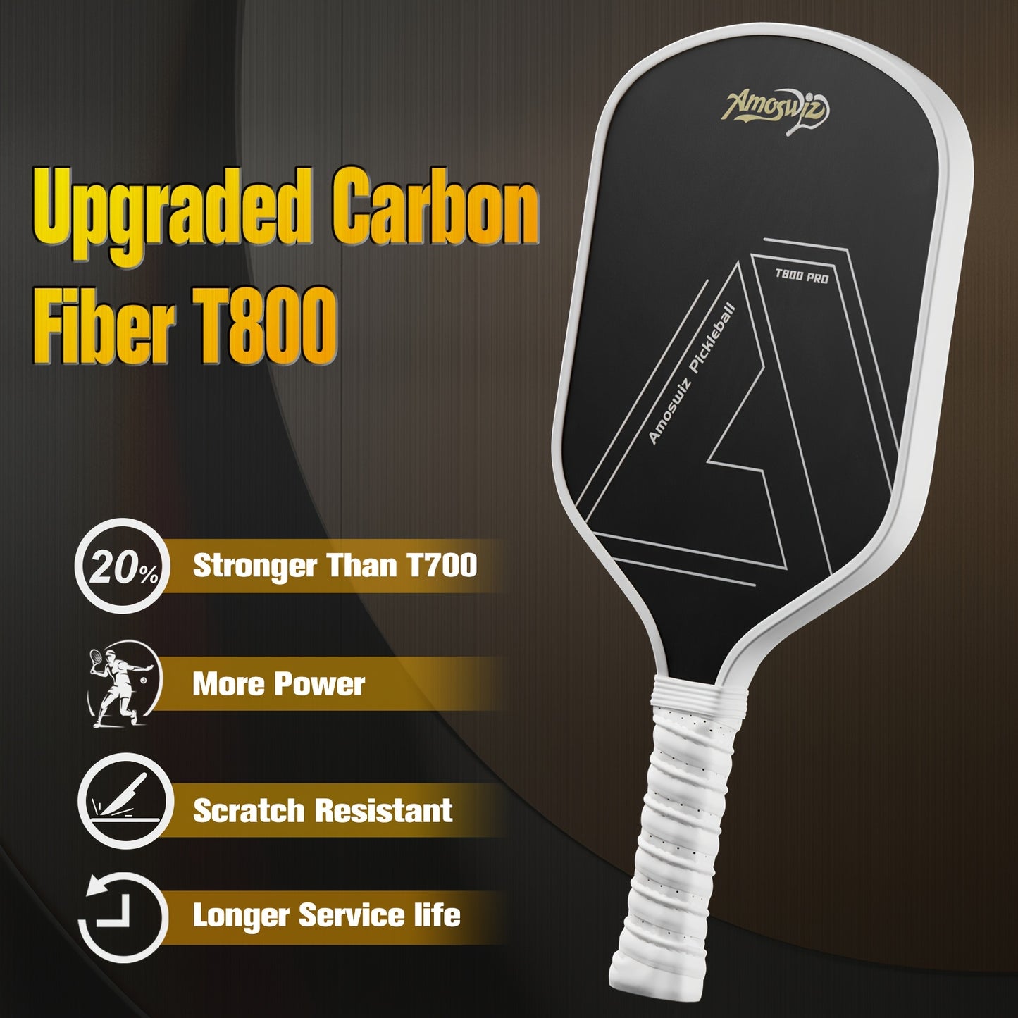 AMOSWIZ T900 Carbon Fiber Pickleball Paddle With Spin Power