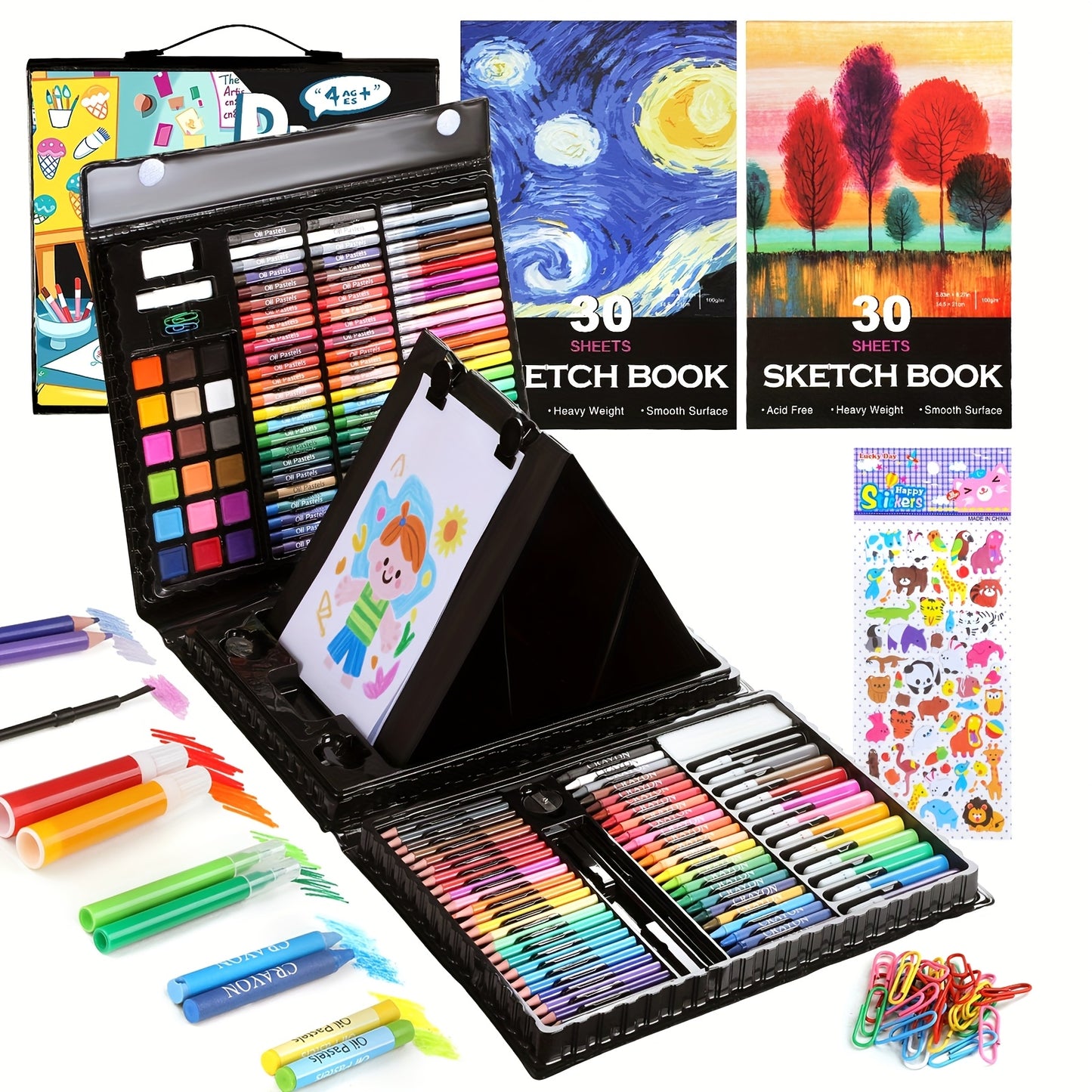 PASAMIC 237Pcs Kids Art Set With Double Sided Easel